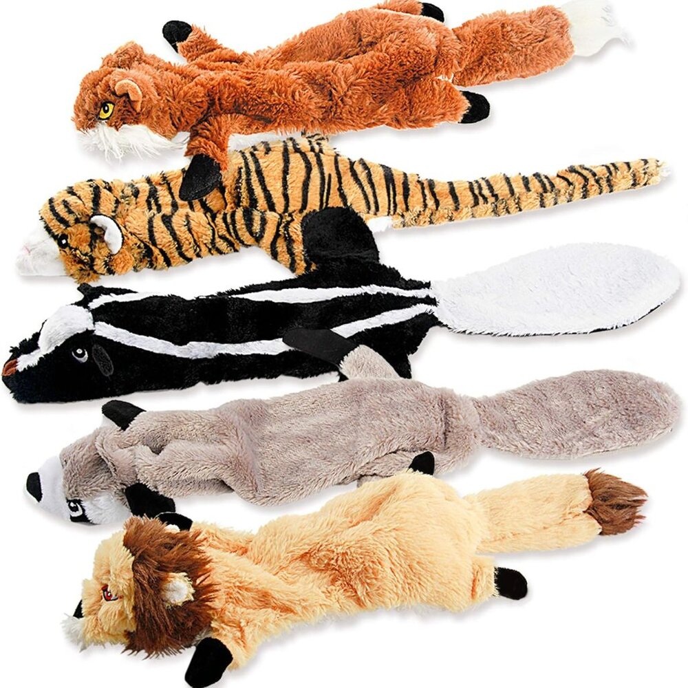 Dog Squeak Toys, No Stuffing Plush Dogs Chew Toy Bundle for Small Medium Large B